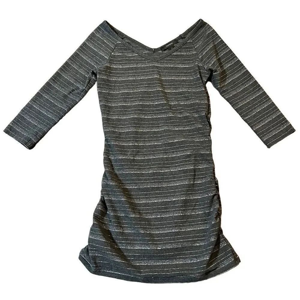 Express Women’s Mini V-neck Black Silver Fitted Dress